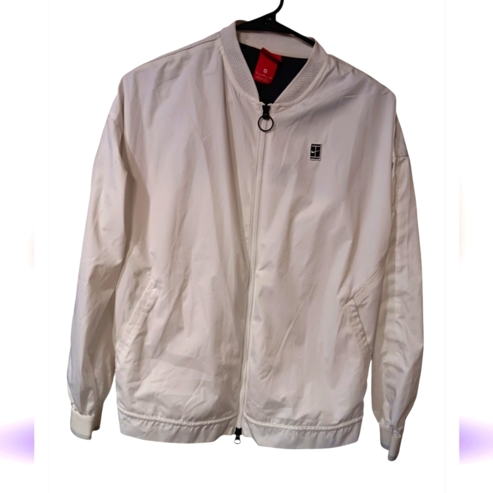 Nike Men's White Bomber Jacket Sz M